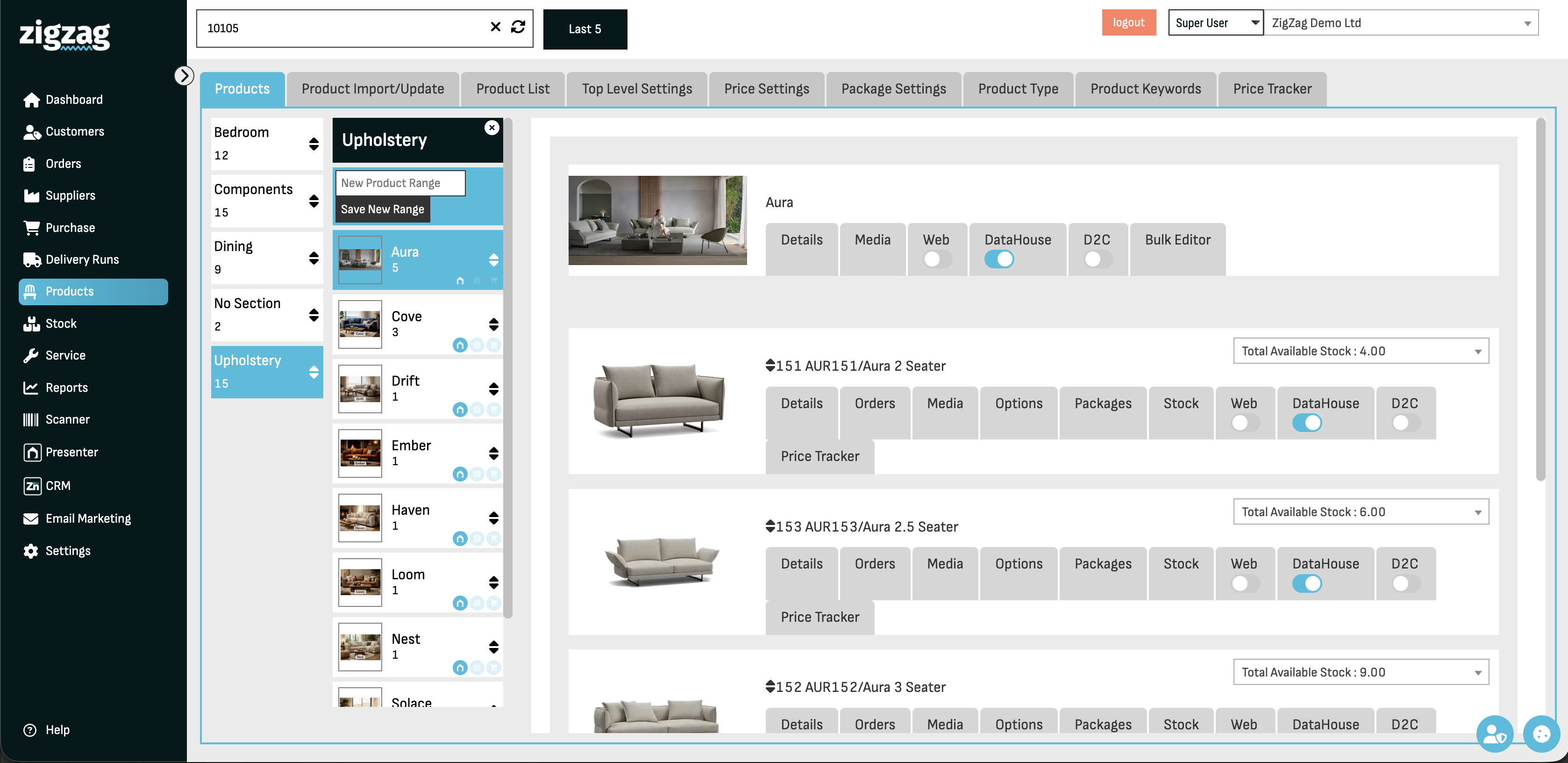 ZigZag ERP Screen Screenshot